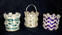 three dyed baskets